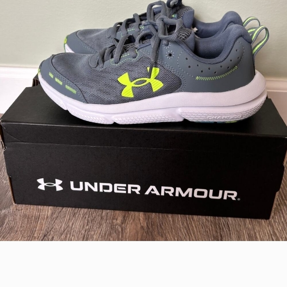 Under Armour Kids' Sneakers in Charcoal with Lime Accents